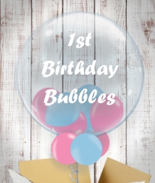 Personalised 1st Birthday Bubble Balloon in a Box | Party Save Smile